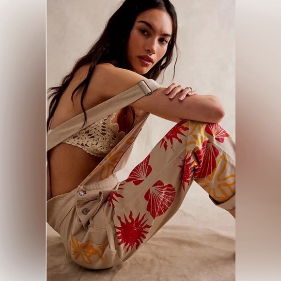NWT Free People We The Free Ziggy Printed Seashell Overalls, SMALL - Picture 3 of 10